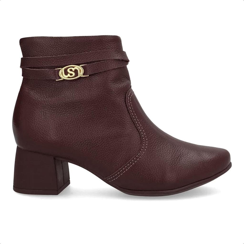 Bota Usaflex Feminina Em Couro Monograma AP04003