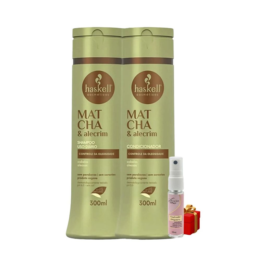 Kit Haskell Matcha Shampoo 300 ml Condicionador 300ml + Presente Lourre 15ml
