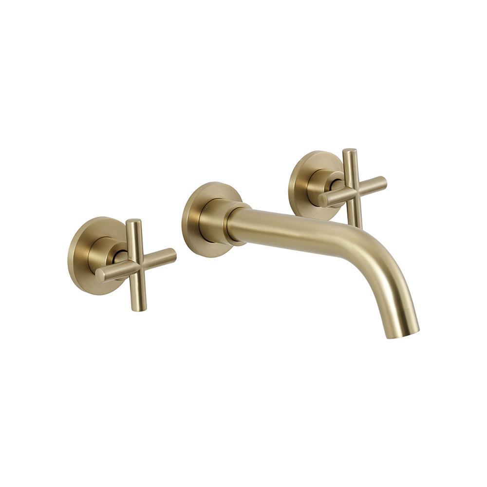 Torneira Para Banheiro Duplo Comando de Parede Cariús Pingoo - Dourado