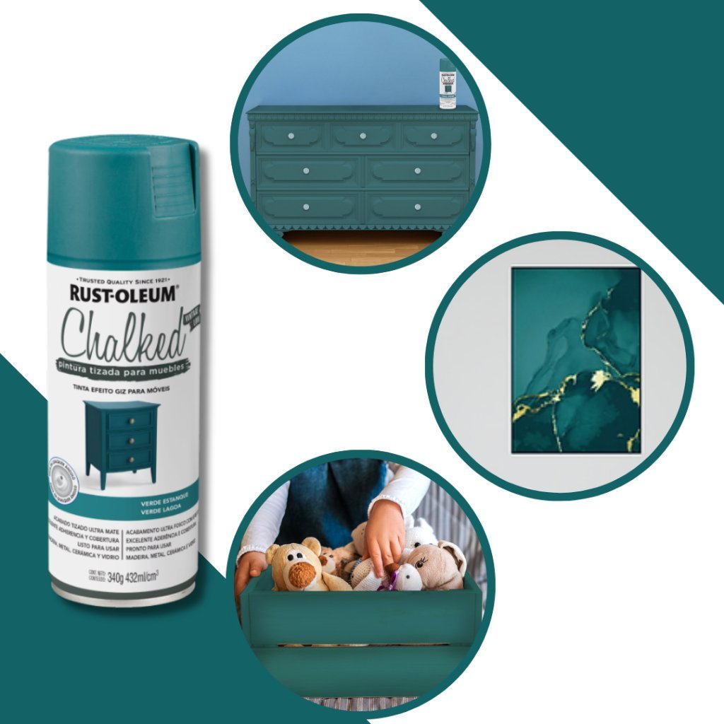 Tinta Spray Chalked Efeito Giz Verde Lagoa Rust Oleum