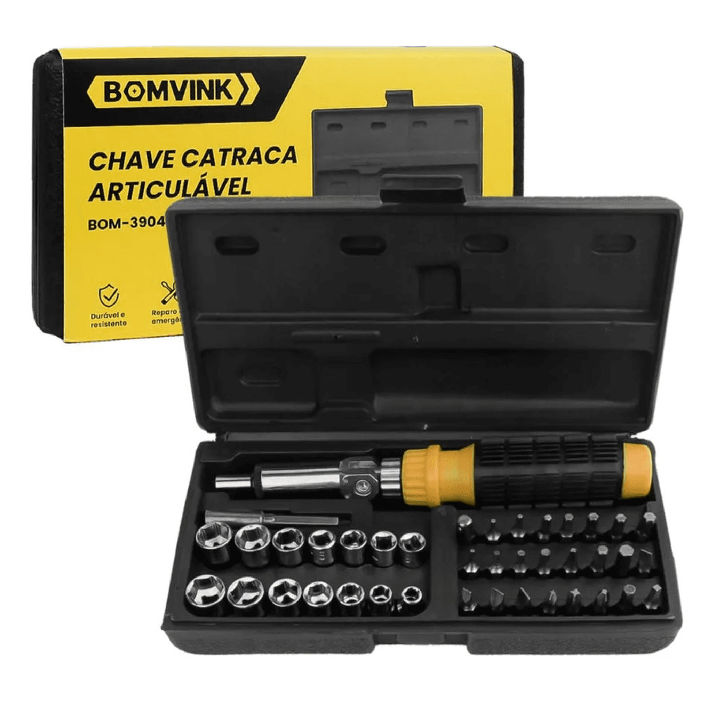 Chave Catraca Articulavel Kit Ferramentas Manuais BOM3904