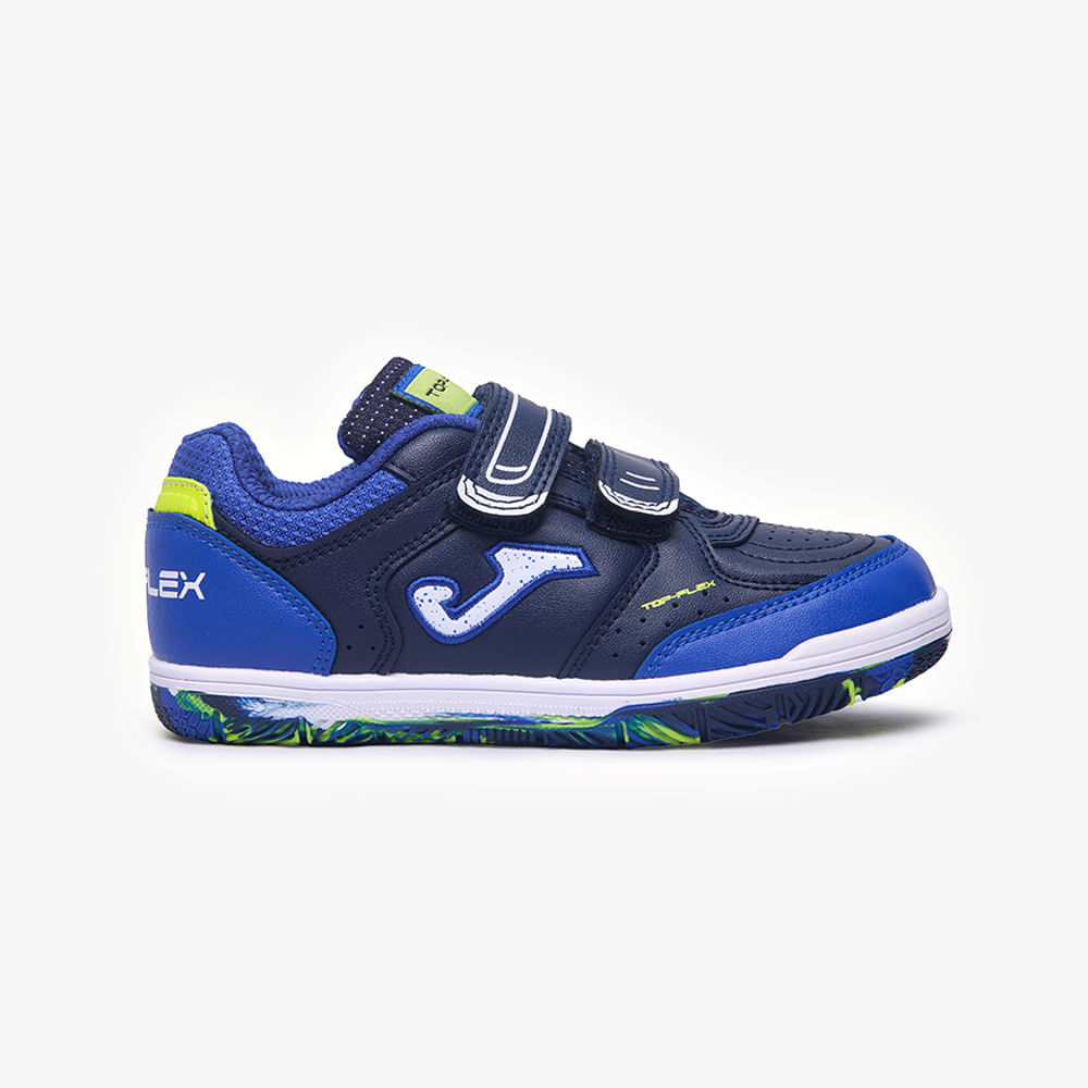Chuteira de Futsal Joma Top Flex Infantil Velcro Azul e Marinho
