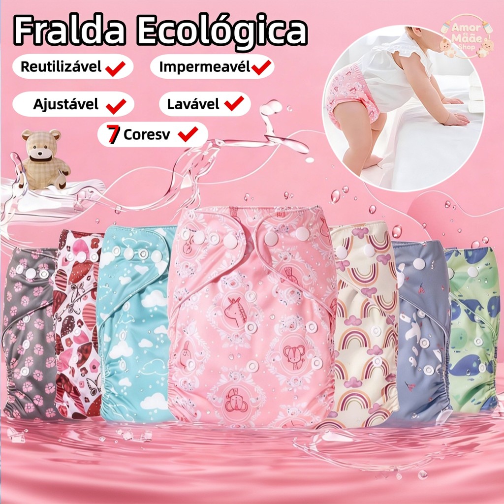 Fralda Ecológica Reutilizável Ajustável Para Bebês Impermeável Conforto E Sustentabilidade Crianças em Oferta na Shopee