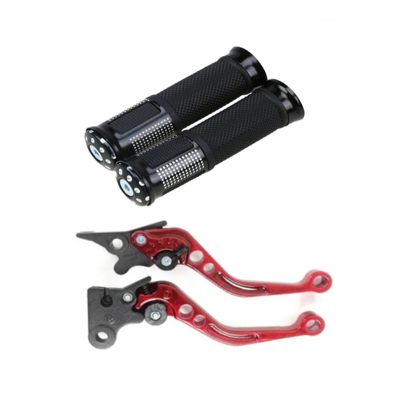 Kit Manete Manopla Esportivo Moto Honda Titan 125 150 160 Freio a Disco CB Twister Preto Cromado — imagem 2 de 2