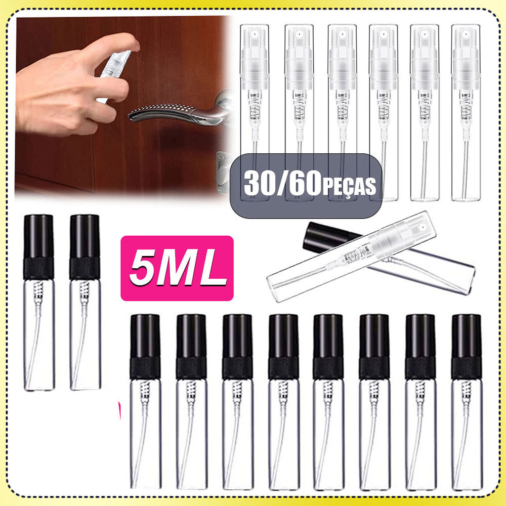 Frasco de recarga de perfume Frasco spray de vidro de 5 ml Frasco portátil para viagem Kit 30/60 peças em Oferta na Shopee