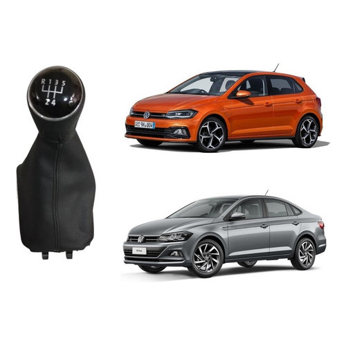 Manopla + Coifa Alavanca Cambio Vw Polo Virtus 2018 Até 2025