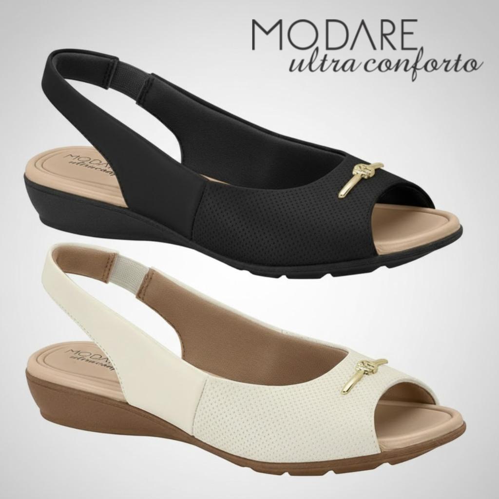 Sandália Feminina Modare Original Calce Fácil Ultra Conforto Salto Baixo em Oferta na Shopee