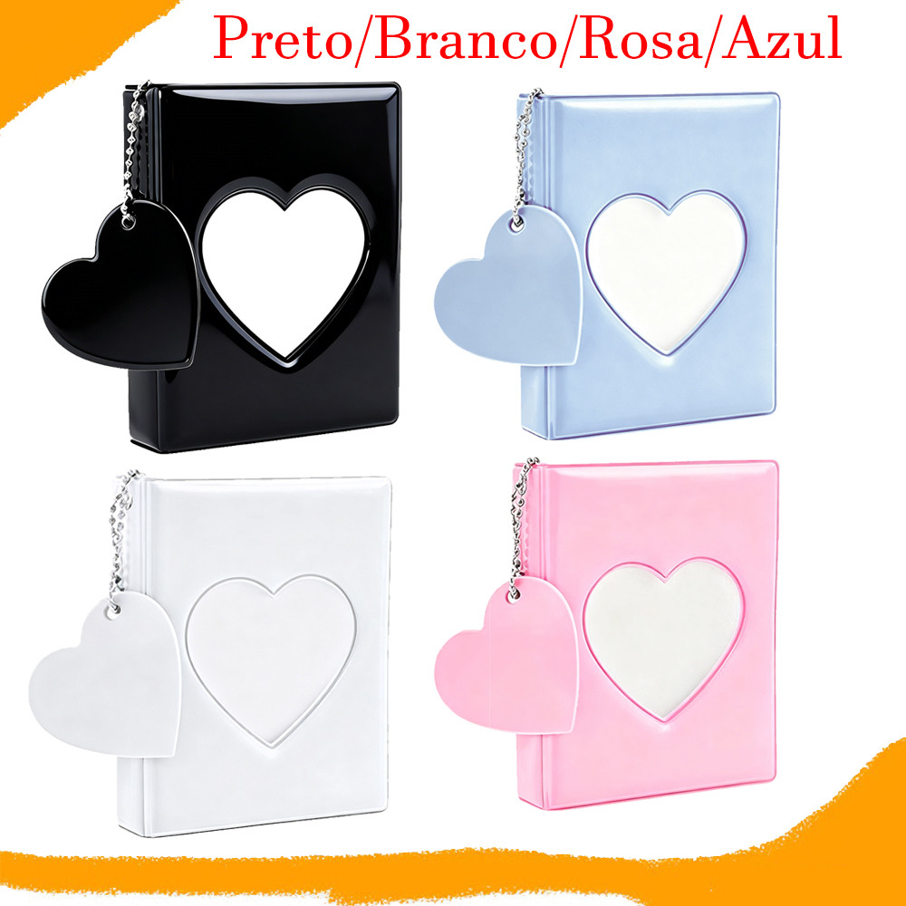 Mini Álbum de Fotos, Coração Oco Cartão Pasta Álbum de Fotos Titular do Cartão com Pingente, Porta-Cartões De Fotos
