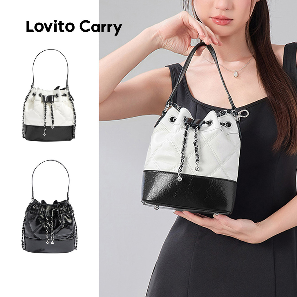 (Lovito Carry) Bolsa de Ombro Pequena Elegante com Cordão para Mulheres LR19E030 em Oferta na Shopee