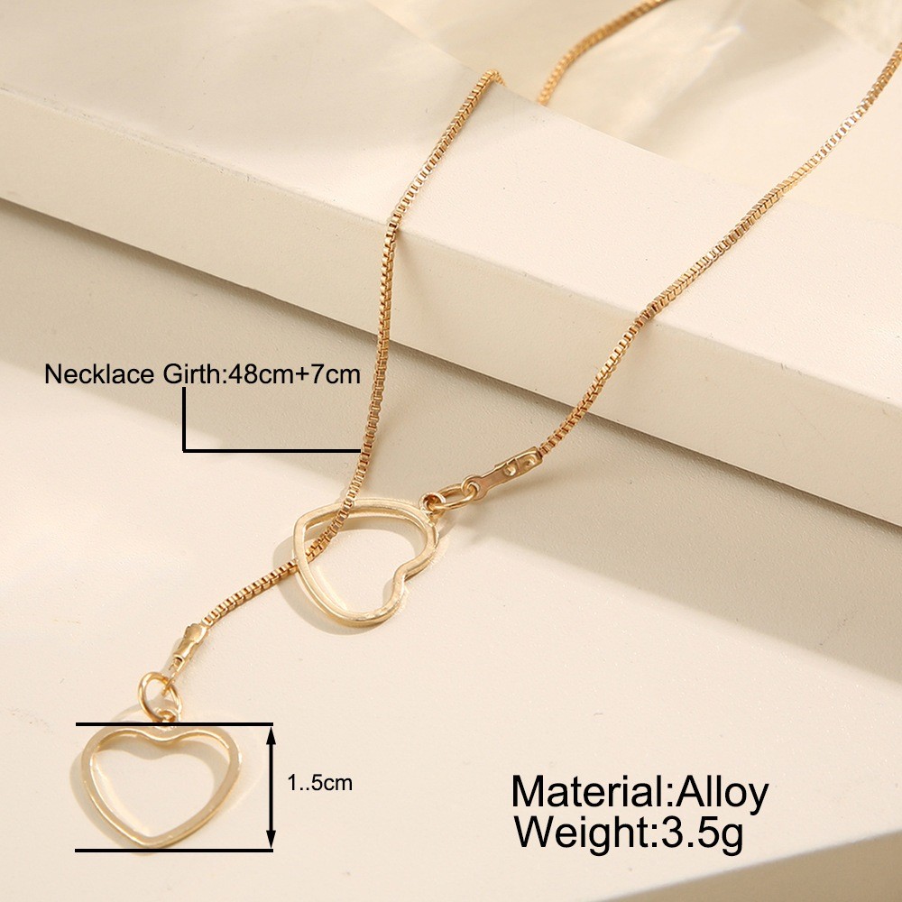 Colar Feminino Coração Dourado Gravata Longo Elegante Ajustável Presente Romântico — imagem 2 de 2