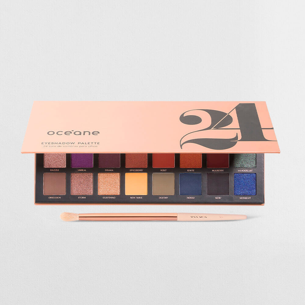 Kit Paleta de Sombras 24 Cores + Pincel para Sombra (2 Produtos) em Oferta na Shopee
