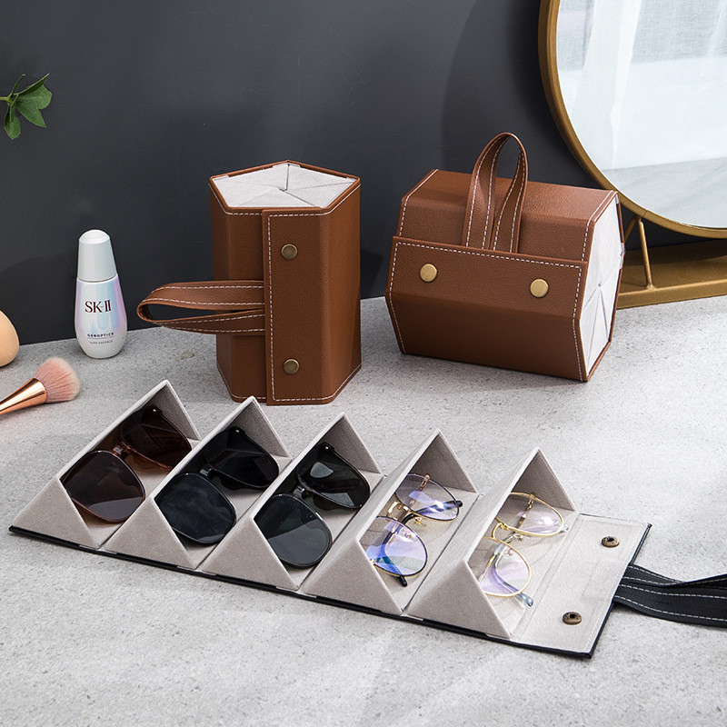 Porta-Óculos Estojo Portátil | Organizador de Viagem Dobrável | Necessaire com Divisórias