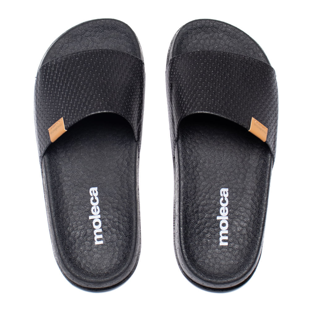 Chinelo Slide Feminino Moleca Flatform Texturizado Preto