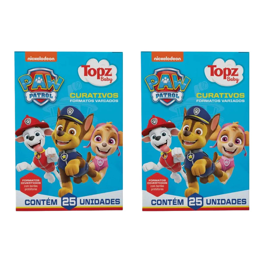 Curativos Patrulha Canina 25 Un Formatos Diversos KIT C/2 UN
