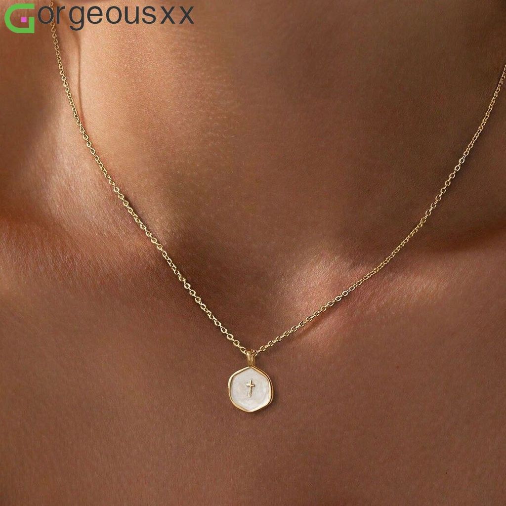 [Gorgeousxx] Simplicidade Gotejamento Óleo Cruz Pingente Clavícula Corrente Para Mulheres Colares Requintados Joias