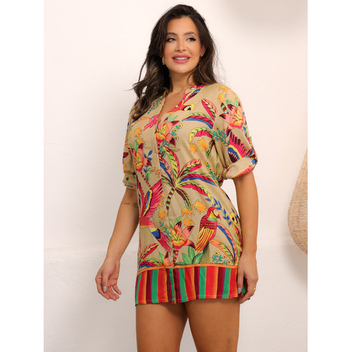 Bata Tunica indiana Bata feminina Viscose Saida De Praia 346