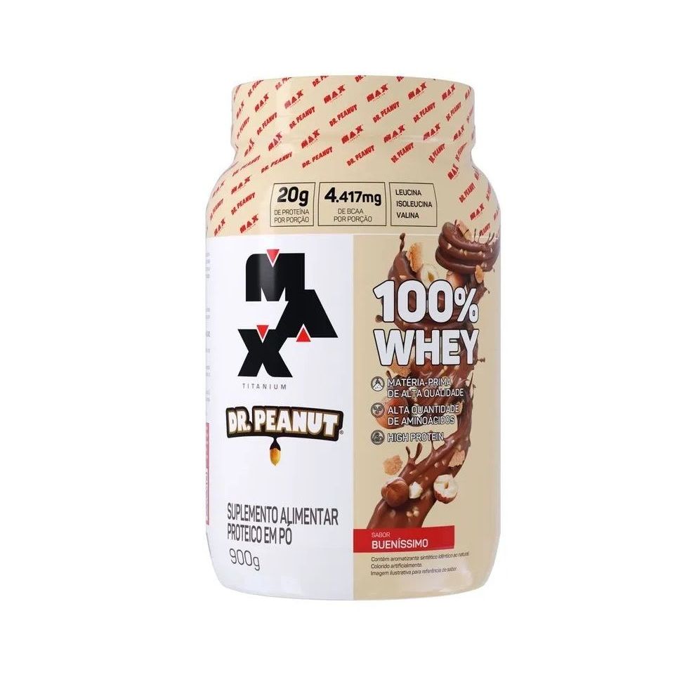100% Whey Max Titanium x Dr. Peanut (900g) - Sabor: Bueníssimo