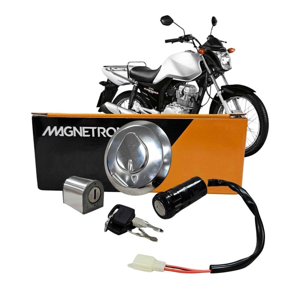 Conjunto Trava de Ignição Guidão Tanque Para Honda CG 125 Cargo Es Ks 2009 a 2013 Magnetron 90264240