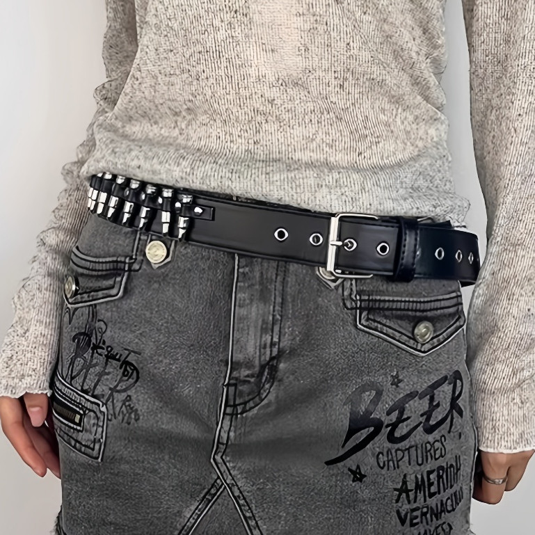 Cinto Resistente Retro Americano Para Mulheres, De Rebite De metal Decoracao De Cintu单排子弹头 — imagem 2 de 2
