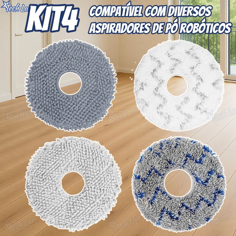 Imagem Kit Panos Mop de Reposição para Robô Aspirador Xiaomi S10+ / S20+ / X10+ / X20+ / Pro Max - TL
