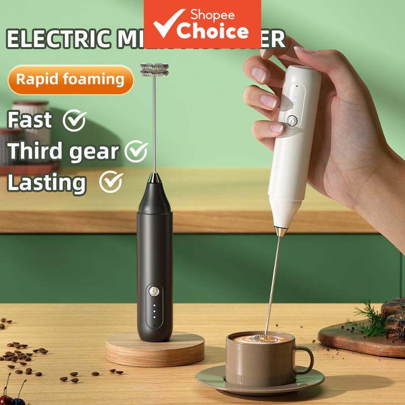 Batedor de Leite Elétrico Portátil 3 Velocidades, Carregamento USB, Mixer & Batedor de Ovos