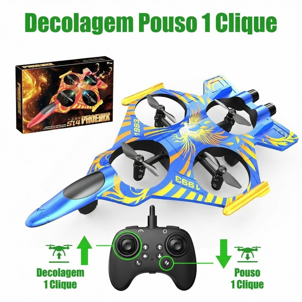 Drone Infantil RC com Função de Altura Fixa Subida Descida Voo Lateral e Pouso Automático