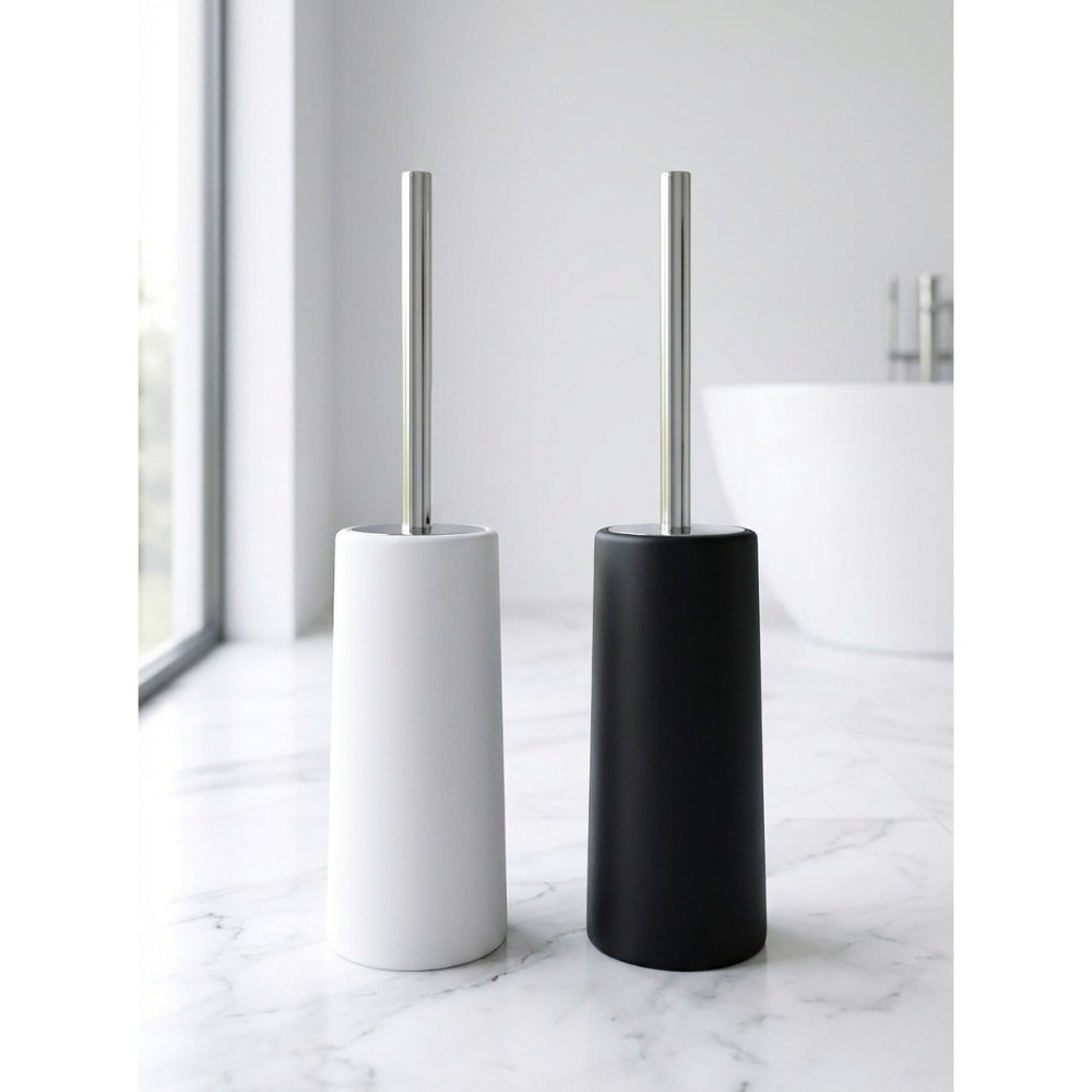 Escova Sanitária Premium Com Suporte Inox – Design Moderno Anti Odor Branco E Preto em Oferta na Shopee