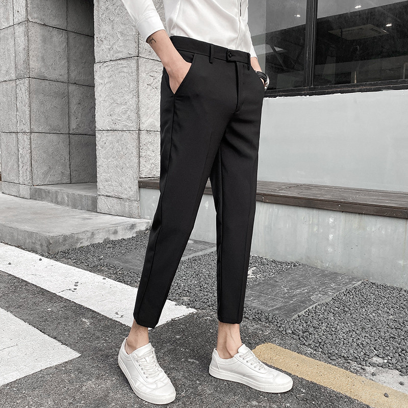 Moda Casual esportes calças pequenas homens versão coreana em linha reta primavera verão Street Wear calças masculinas f
