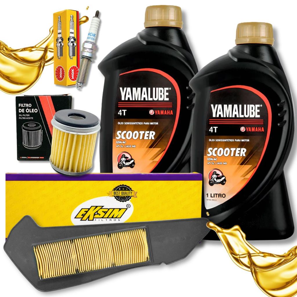 Kit Revisão Xmax 250 Yamalube Scooter 10w40 Filtros + Vela Ngk