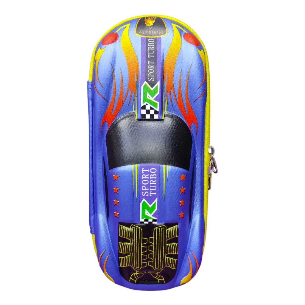 Estojo Infantil Carro Sport Turbo 3D Azul Compacto