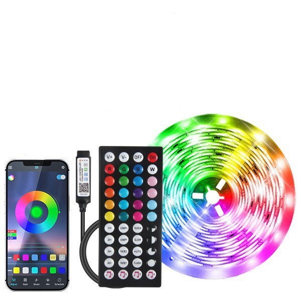 Conjunto de Fita LED 5050RGB USB com Controle Remoto Bluetooth de 44 Teclas, Iluminação Interna RGB à Prova d'Água