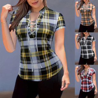 Nova estampa xadrez gola alta alça no peito Top Slim Fit