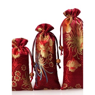 Vinho vermelho grande flor pente saco cordão saco de jóias saco de embalagem de presente pequeno saco de pano saco vazio