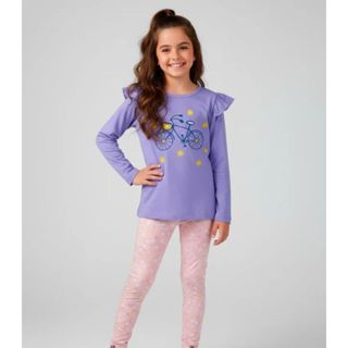 Conjunto Infantil Menina Meia Estação Laluna Roxo em Oferta na Shopee