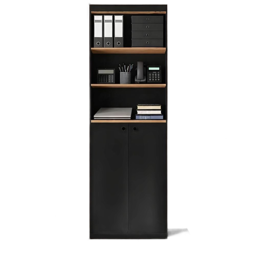 Estante Armário Multiuso Gold Luxo Preto Nature 5 Prateleiras 2 Portas –Ideal para Qualquer Ambiente