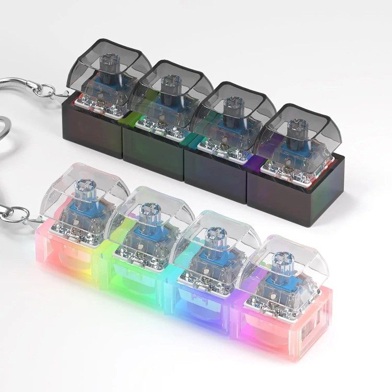 Botão Da Ponta Do Dedo Chaveiro Brinquedo Fidget LED Teclado Chave Tampa Interruptor Mecânico Alívio Estresse Gadget
