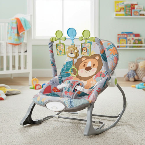 Cadeira Bebê Descanso com Som e Função Balanço Cinza Balanço Suave Arco de Brinquedos Seguro em Oferta na Shopee