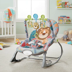 Cadeira Bebê Descanso com Som e Função Balanço Cinza Balanço Suave Arco de Brinquedos Seguro