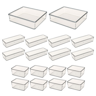 Kit 18 Organizador Multiuso Modular Acrílico Cesto Cristal Maquiagem Gaveta Geladeira em Oferta na Shopee