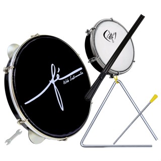Pandeiro Pele Preta Fé BK Web Instrumentos+ Kit Percussão em Oferta na Shopee