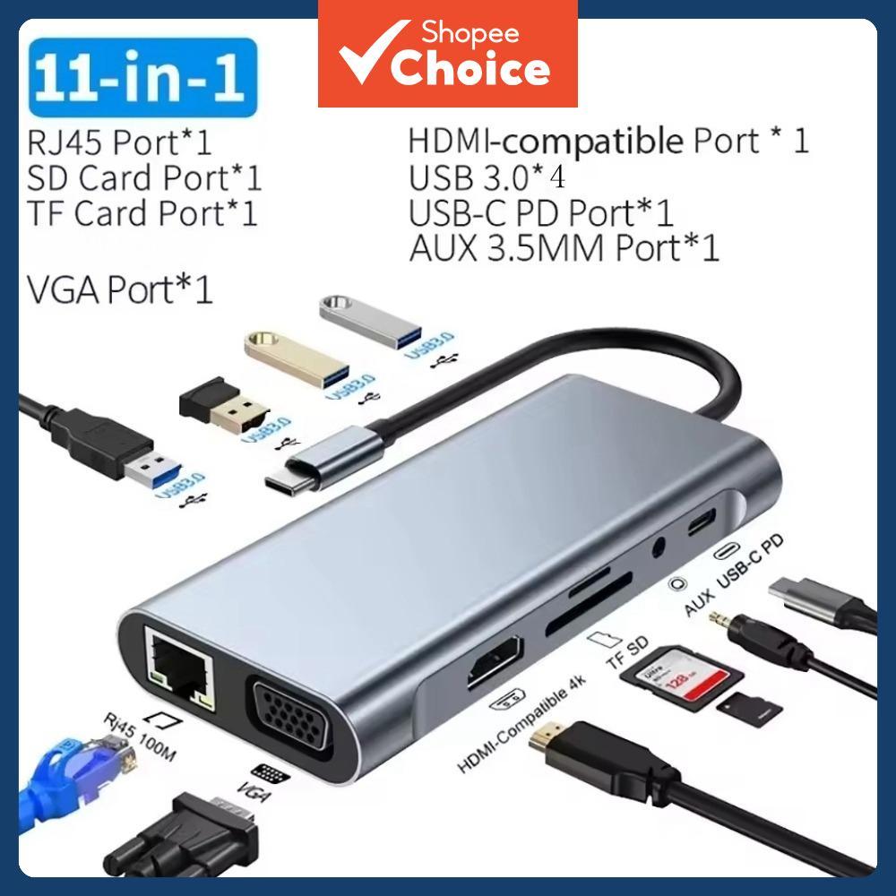 Adaptador Multiterminal 11 Em 1 vga Para Tipo c hub De Porta usb 4K HDMI Conversor Docking Station Divisor MacBook Pro A