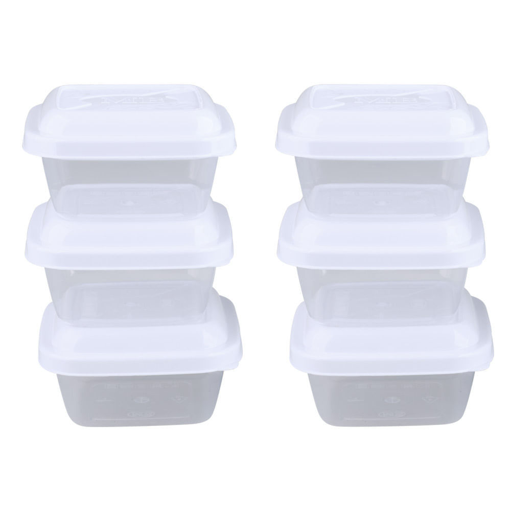 Detalhes do Conjunto de Potes Plásticos Mb Everyday com 6 Peças 220ml - Item Sortido