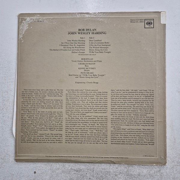 Disco Vinil Bob Dylan John Wesley Harding Imp USA