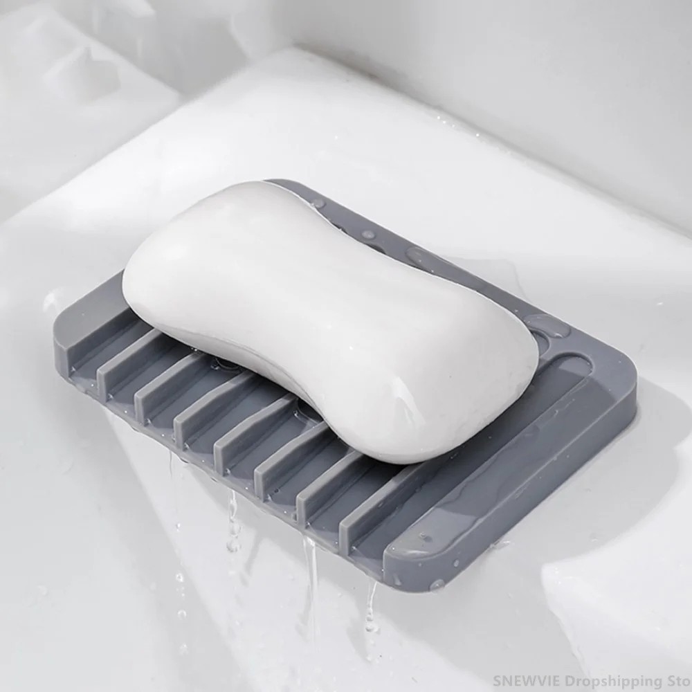 Saboneteira Prato Silicone Bandeja De Drenagem Auto Drenante Porta Rack De Banheiro Esponja Armazenamento Acessórios