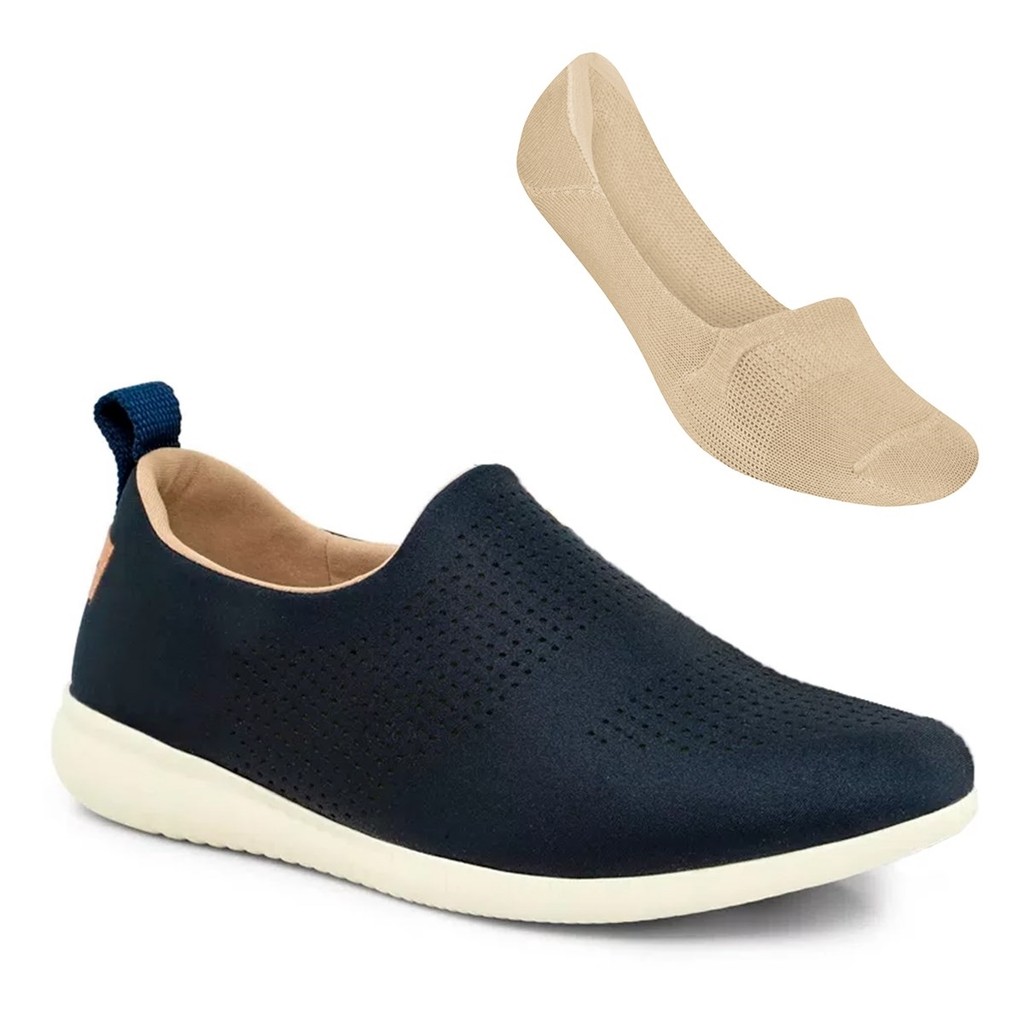 Tênis Usaflex Feminino Slip-On Conforto AF0607 + Meia Selene Sapatilha Invisível 7760.001 em Oferta na Shopee