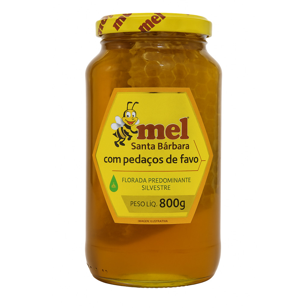 Mel com Favo Santa Bárbara 800g | Puro, Natural e Artesanal – Florada Silvestre em Oferta na Shopee