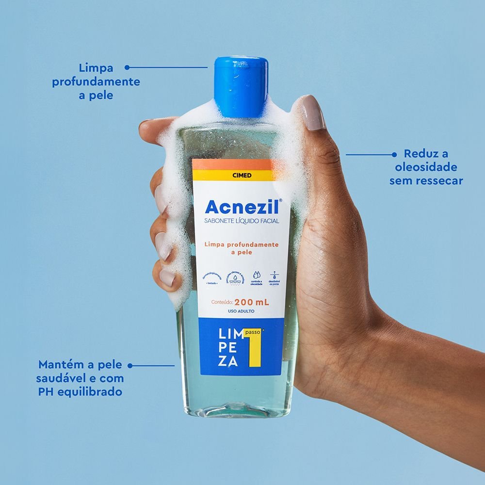 Detalhes do Sabonete Líquido Facial Acnezil 200ml