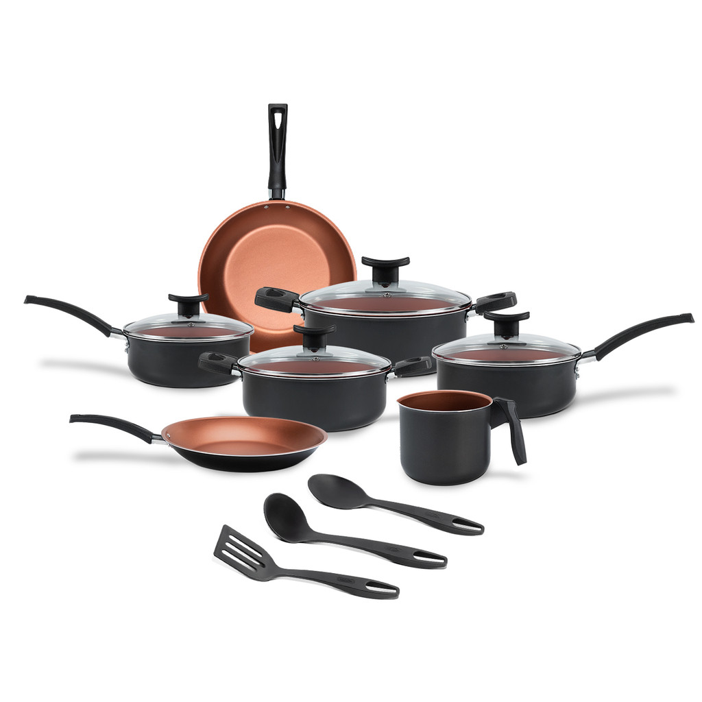 Jogo de Panelas Brinox Antiaderente Topázio 10 Peças Cinza Range em Oferta na Shopee