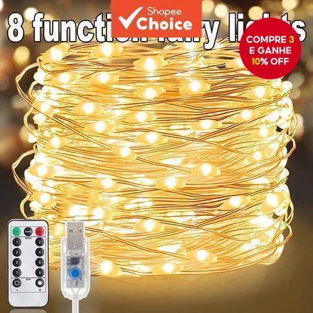 Luzes De Fadas USB Com Controle Remoto De 13 Botões , 8 Modos De flash , À Prova D'água , Fio De Prata Cobre , Corda Fes em Oferta na Shopee
