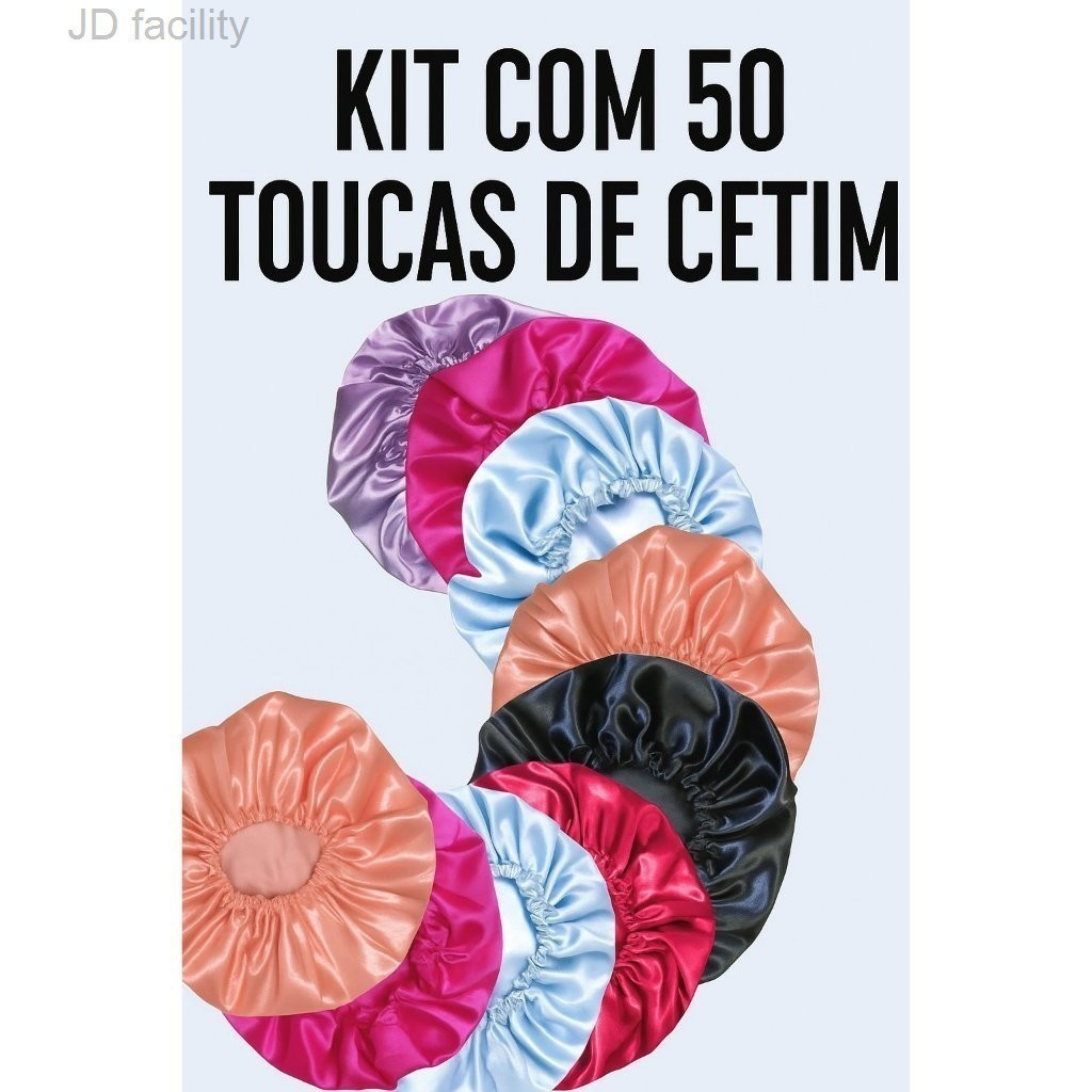 Combo com 50 Toucas de Cetim Antifrizz – Cuidado Capilar Noturno, Brilho e Ideal para Revenda